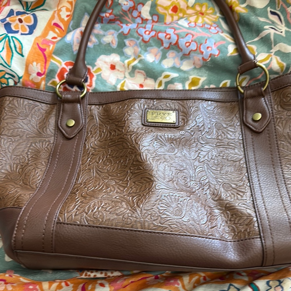 Daisy Fuentes Brown Shoulder Bag with Embossed Detailing